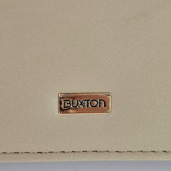 Buxton Beige Leather Crossbody Wallet Clutch‎ Purse Wristlet With Mirror 《834》M - Picture 12 of 12